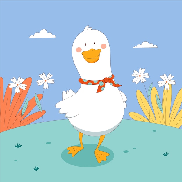 Hand drawn cartoon duck illustration