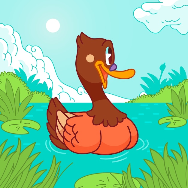 Free vector hand drawn cartoon duck illustration