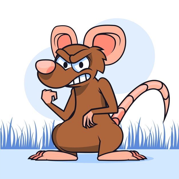 Hand drawn cartoon evil rat illustration