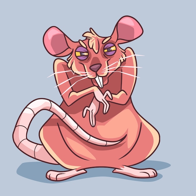 Hand drawn cartoon evil rat illustration