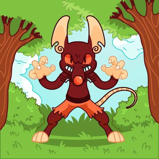 Hand drawn cartoon evil rat illustration