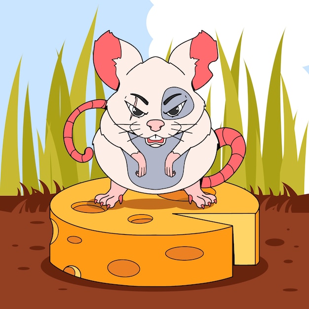 Free Vector hand drawn cartoon evil rat illustration