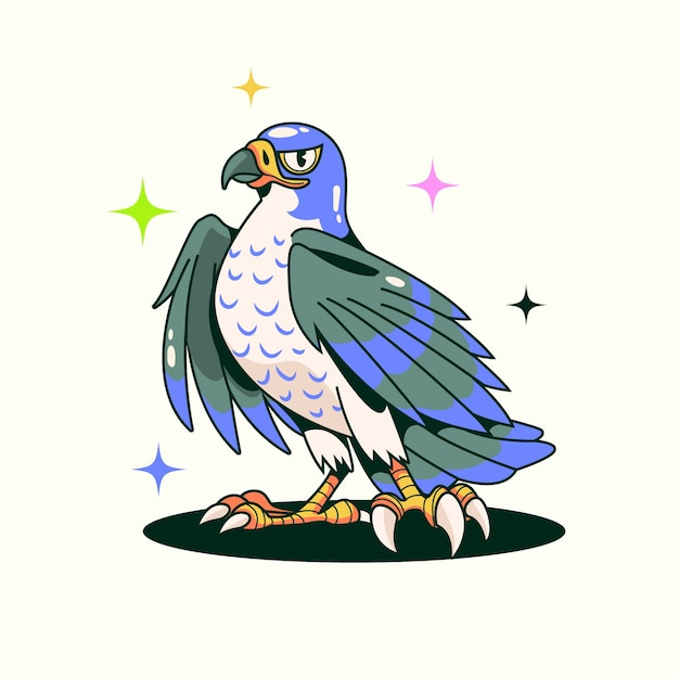 Free Vector hand drawn cartoon falcon illustration