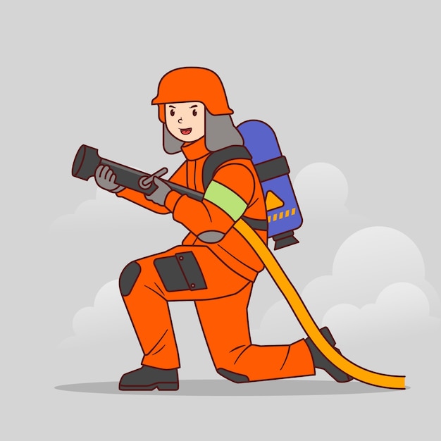 Free Vector hand drawn cartoon firefighter illustration