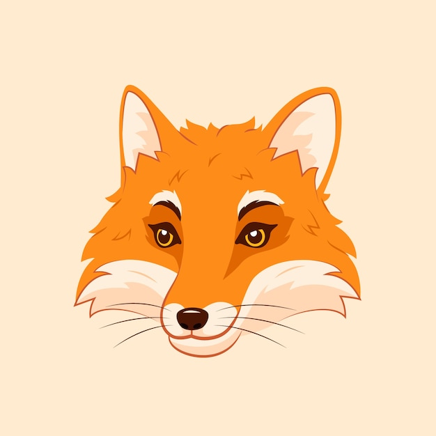 Hand drawn cartoon fox face illustration