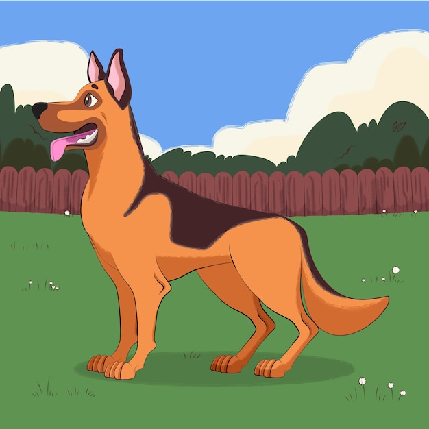 Free Vector hand drawn cartoon german shepherd illustration