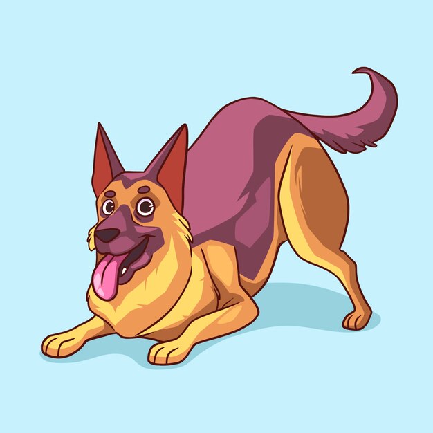 Hand drawn cartoon german shepherd illustration