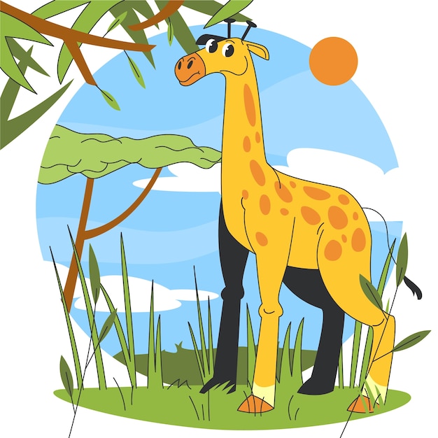 Free vector hand drawn cartoon giraffe illustration