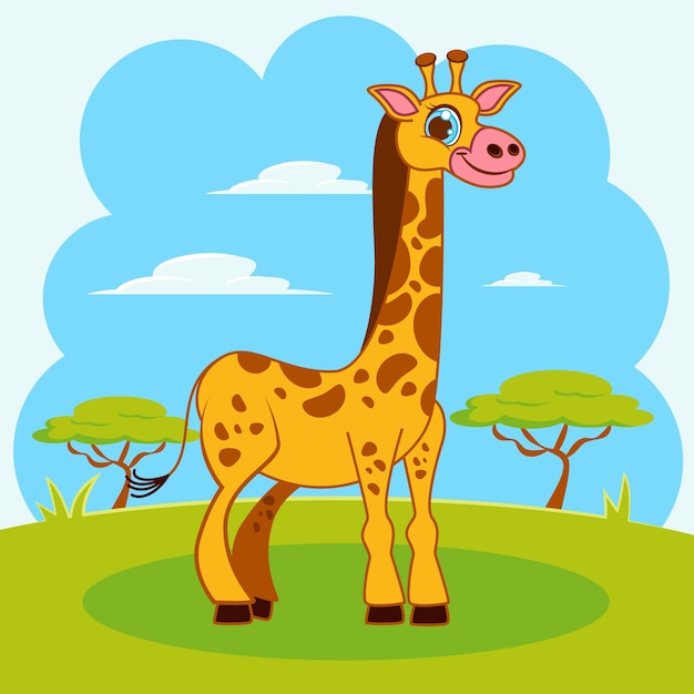 Free vector hand drawn cartoon giraffe illustration