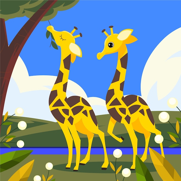 Free Vector hand drawn cartoon giraffe illustration