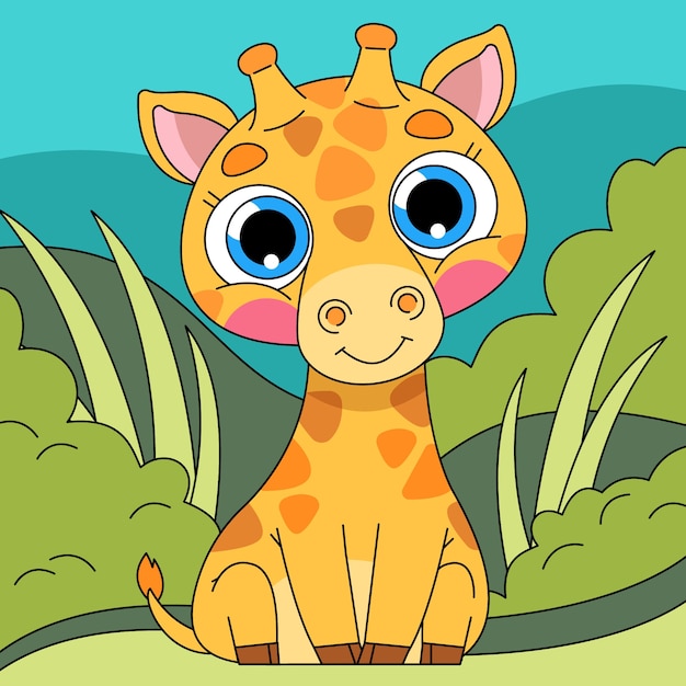 Free vector hand drawn cartoon giraffe illustration