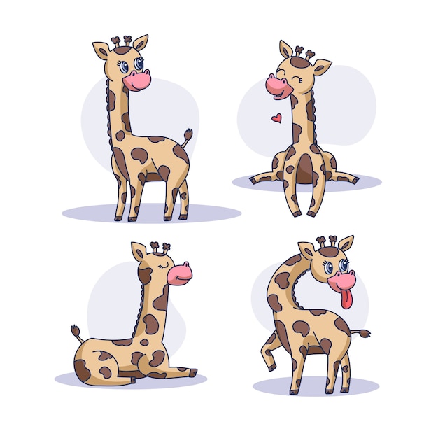 Free vector hand drawn cartoon giraffe  illustration