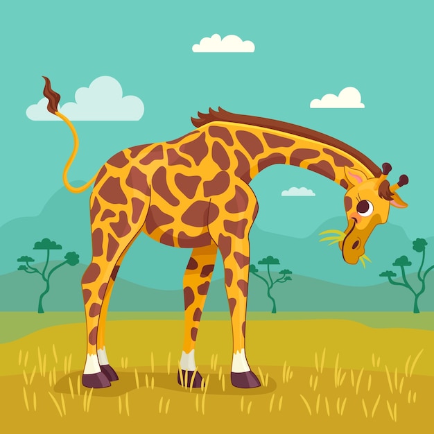 Hand drawn cartoon giraffe illustration