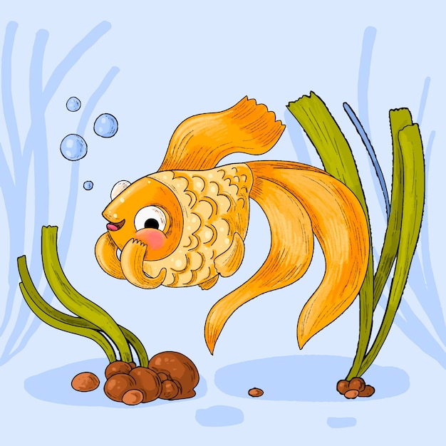 Free Vector hand drawn cartoon goldfish illustration