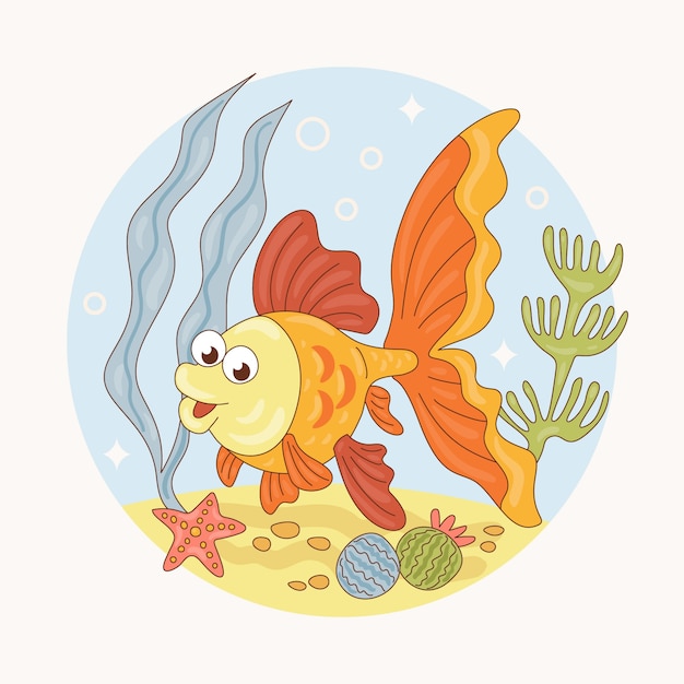 Free Vector hand drawn cartoon goldfish illustration