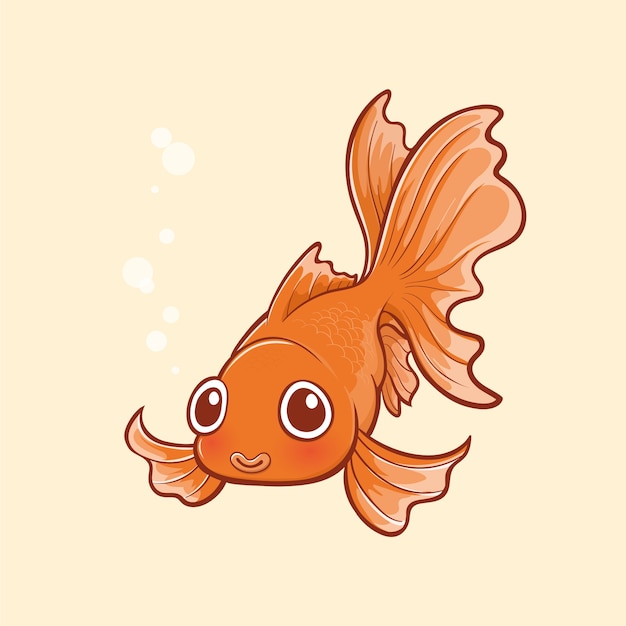 Hand drawn cartoon goldfish illustration