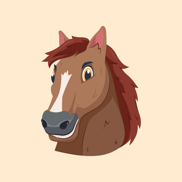 Free vector hand drawn cartoon horse face illustration