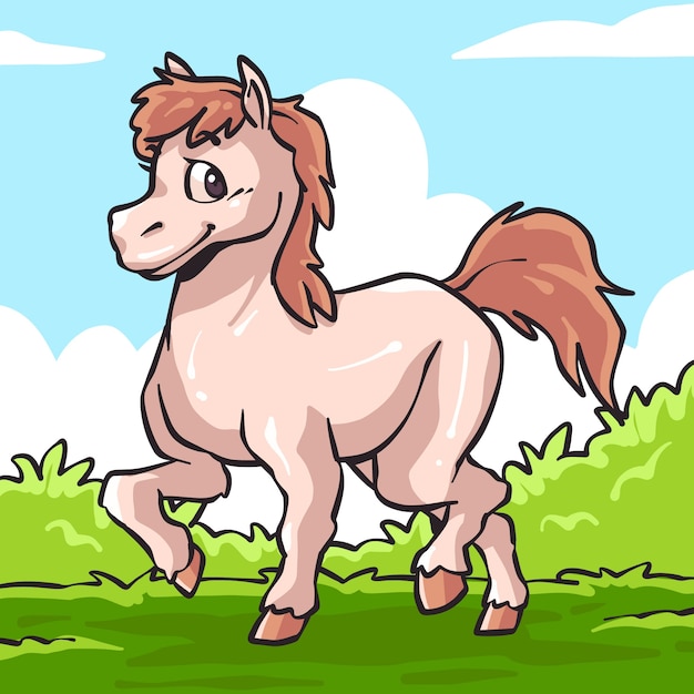 Free vector hand drawn cartoon horse illustration