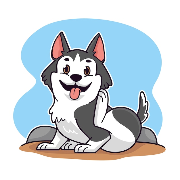 Free Vector hand drawn cartoon husky illustration