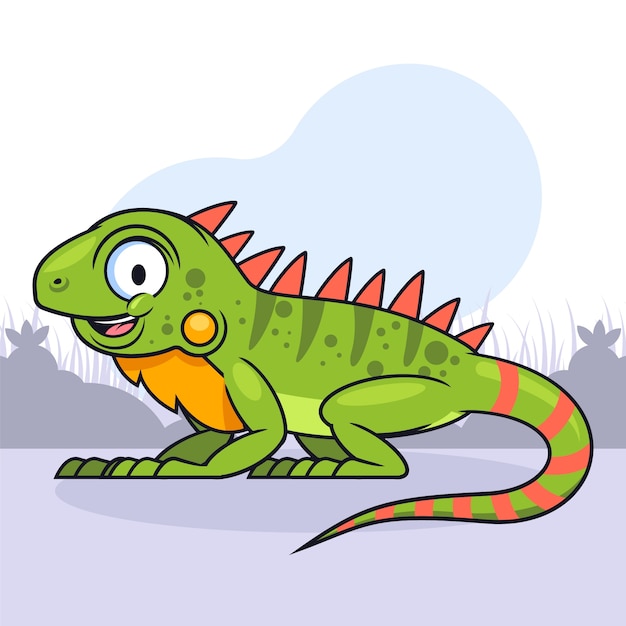 Hand drawn cartoon iguana illustration