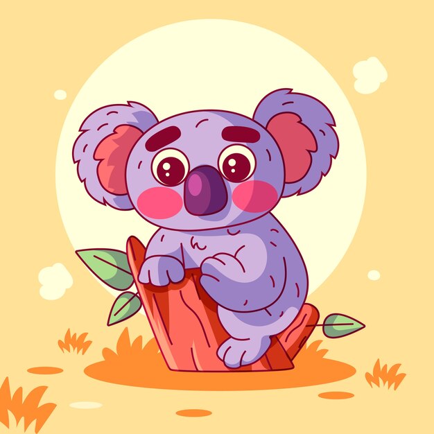 Hand drawn cartoon koala illustration