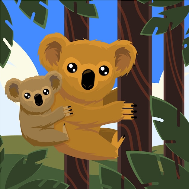 Free vector hand drawn cartoon koala illustration