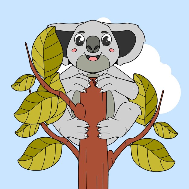 Hand drawn cartoon koala illustration