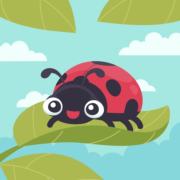 Free vector hand drawn cartoon ladybug illustration