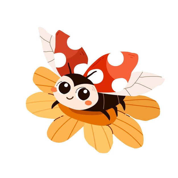 Hand drawn cartoon ladybug illustration