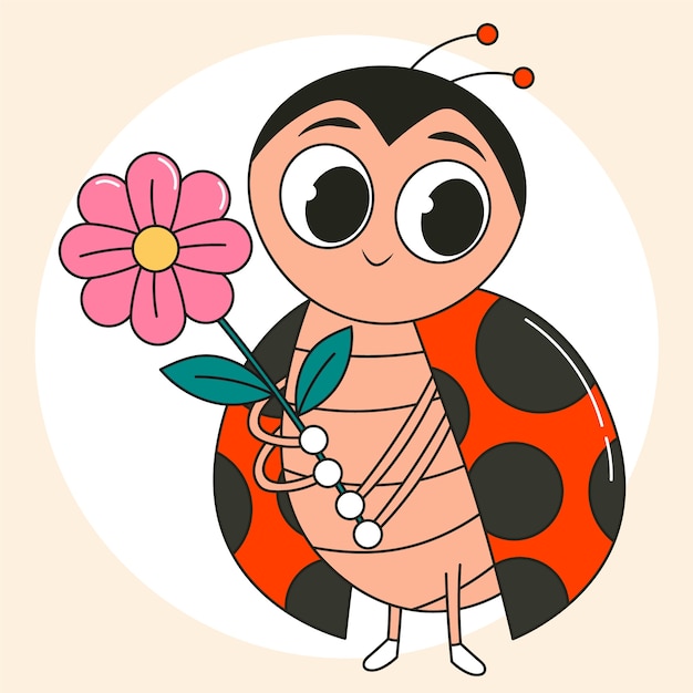 Free vector hand drawn cartoon ladybug illustration