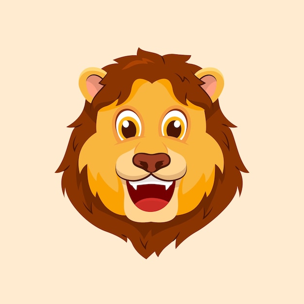 Hand drawn cartoon lion face illustration