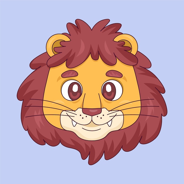 Free Vector hand drawn cartoon lion face illustration