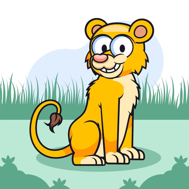 Hand drawn cartoon lion illustration