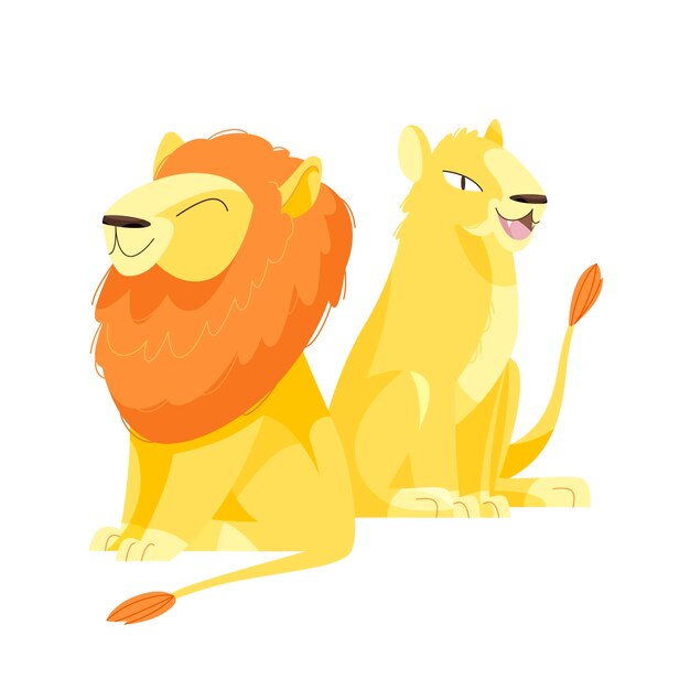 Hand drawn cartoon lion illustration