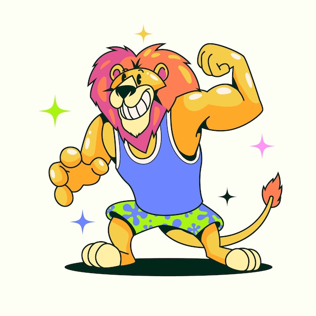 Free Vector hand drawn cartoon lion illustration