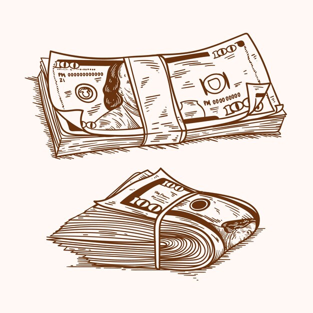 Hand drawn cartoon money illustration