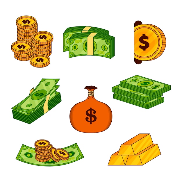 Free Vector hand drawn cartoon money  illustration