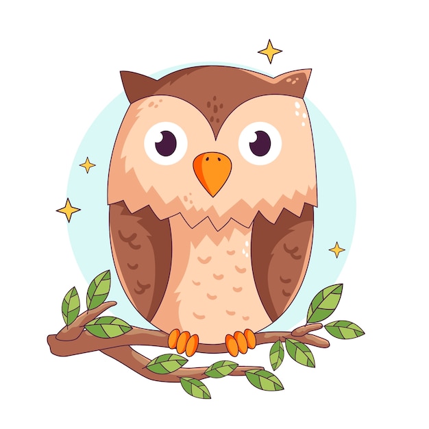 Hand drawn cartoon owl illustration