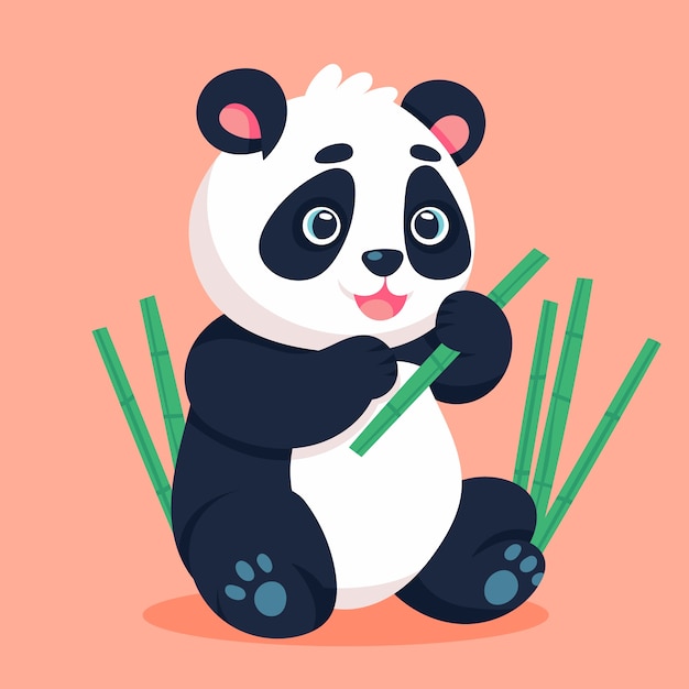 Free Vector hand drawn cartoon panda  illustration