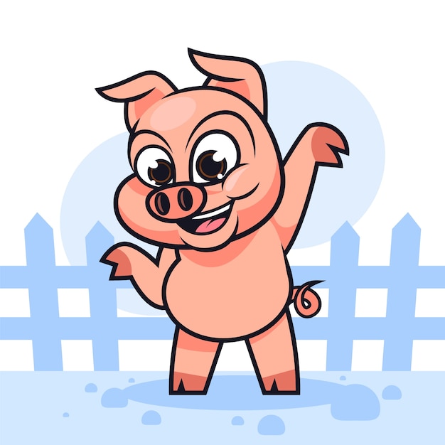 Hand drawn cartoon pig illustration