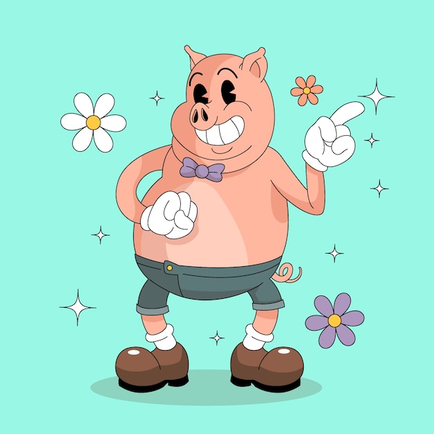 Free Vector hand drawn cartoon pig illustration