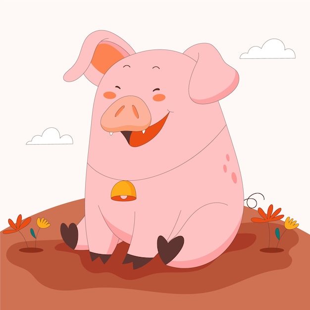 Free Vector hand drawn cartoon pig illustration