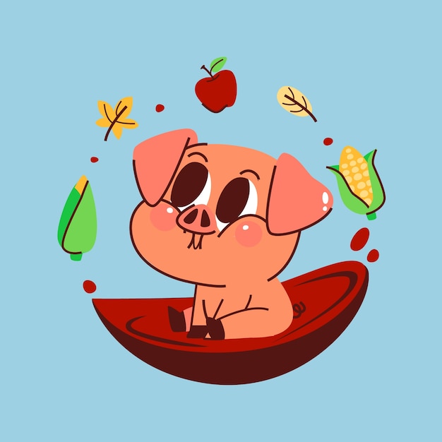 Free Vector hand drawn cartoon pig illustration