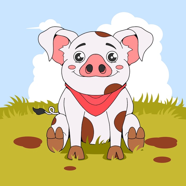 Free Vector hand drawn cartoon pig  illustration