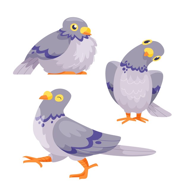 Hand drawn cartoon pigeon illustration