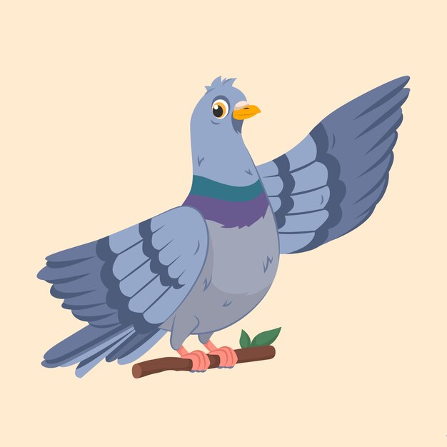 Hand drawn cartoon pigeon illustration