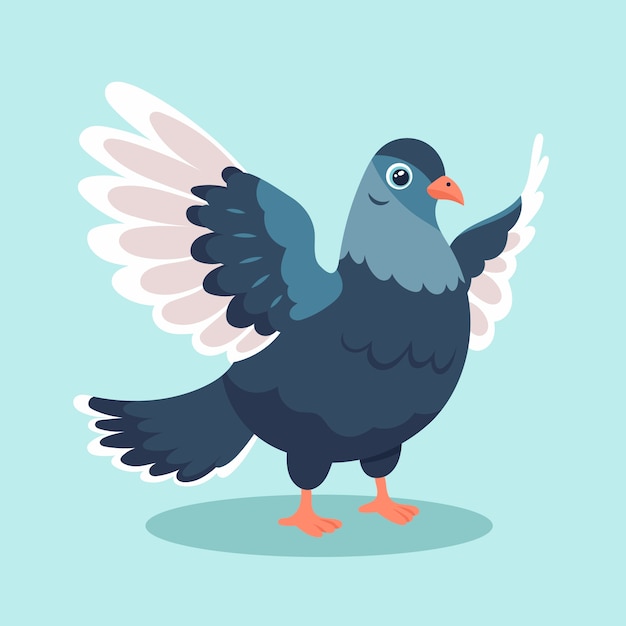 Hand drawn cartoon pigeon illustration