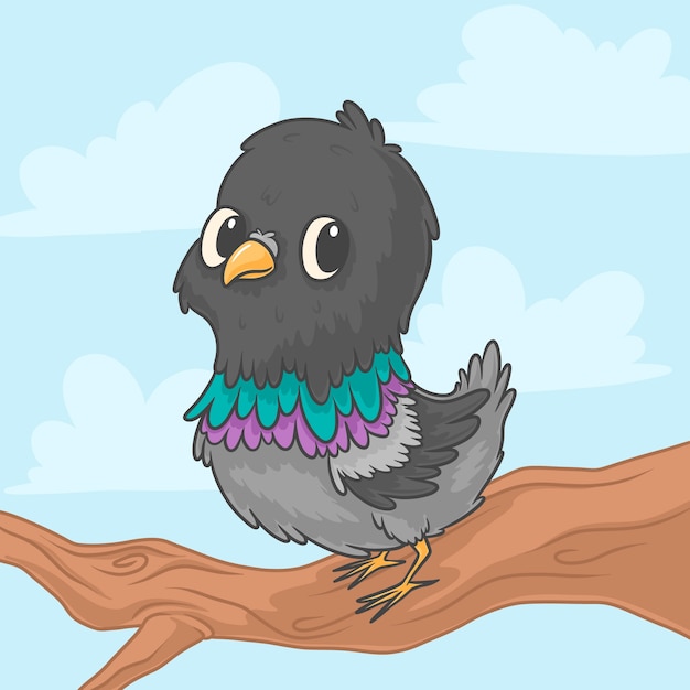 Free Vector hand drawn cartoon pigeon illustration