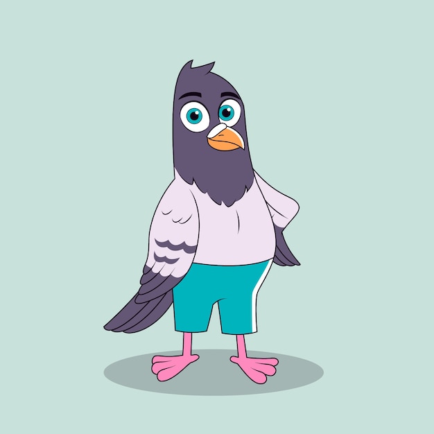 Hand drawn cartoon pigeon illustration