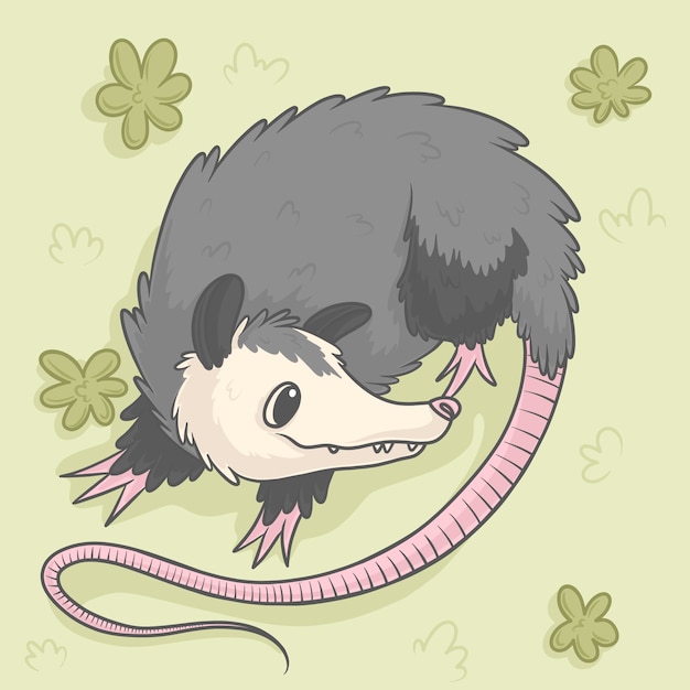 Free vector hand drawn cartoon possum  illustration